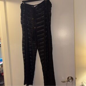 Jordan Taylor Women's Black Sheer Striped Pants Swim Cover Up Size 3XL